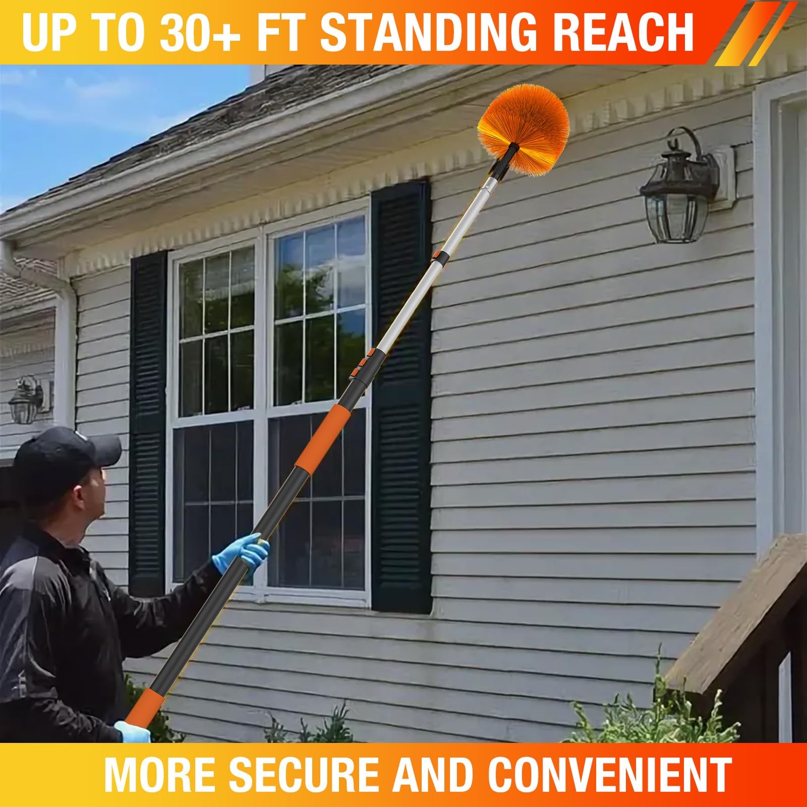 Laanpole 30Ft Cobweb Duster Extension Pole Spider Web Brush For Cleaning