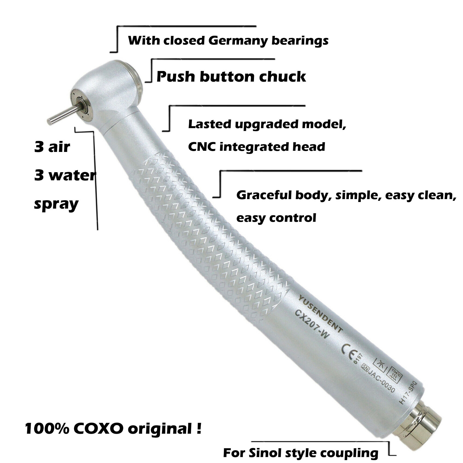 COXO Dental High Speed Handpiece & Coupling Sinol Style 4 Hole Standard Head