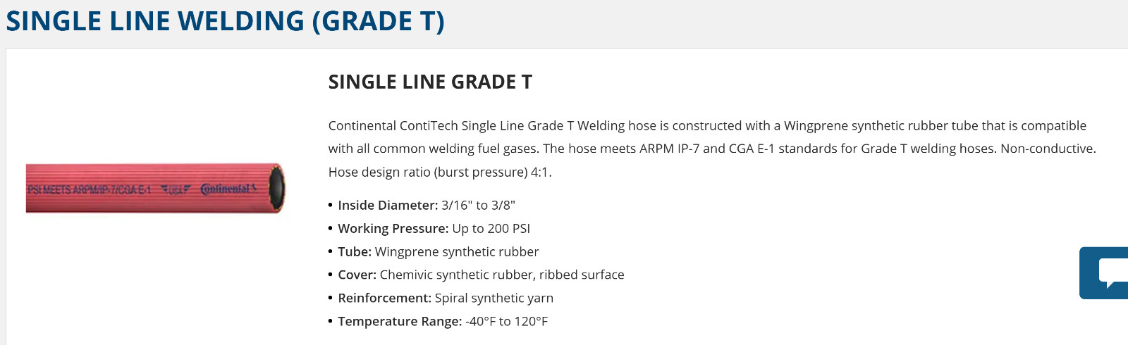 Continental ContiTech Grade T Welding Hose 3/8” Red 700 Feet 20027511 Single F