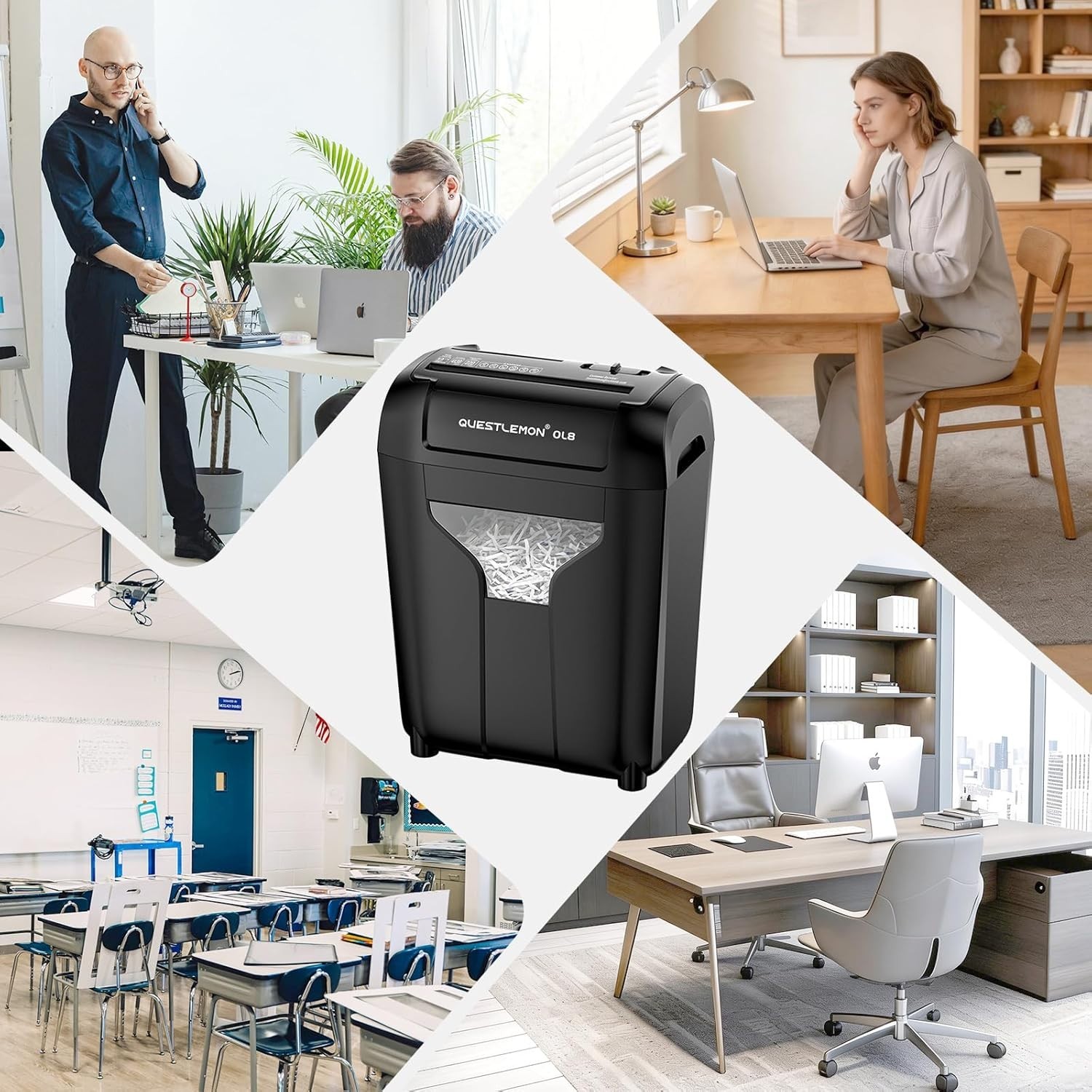 Compact 8-Sheet Cross-Cut Shredder, Extremely Quiet 58dB with Safety Features