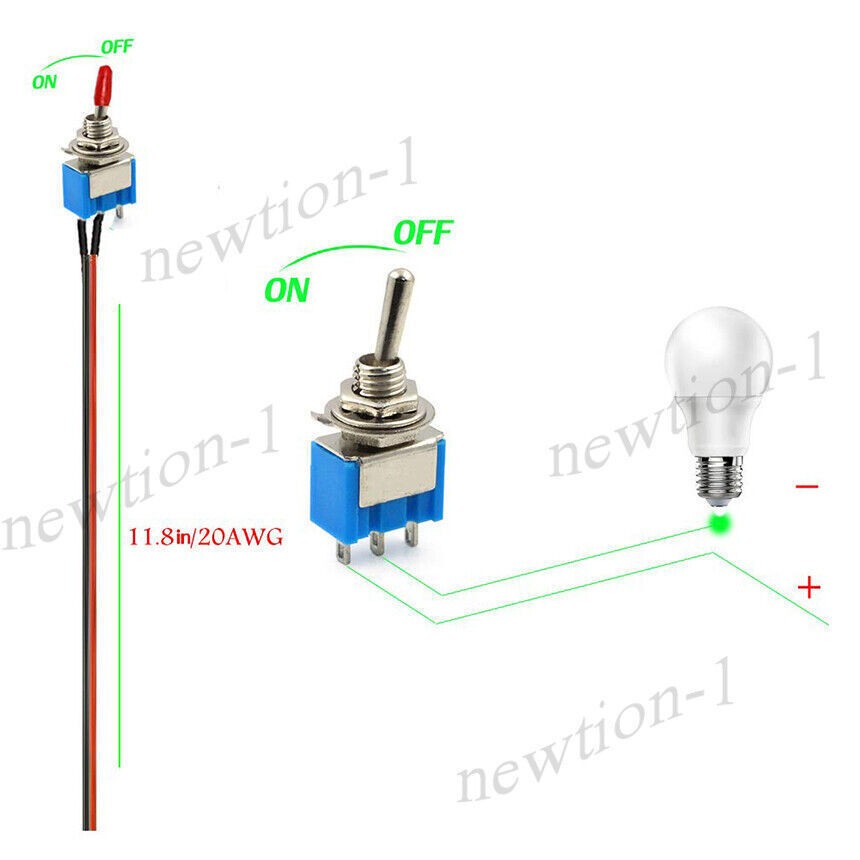 5PCS SPST Toggle Switch Pre-Wired On/Off Metal Small Automotive/Boat/Car/Truck