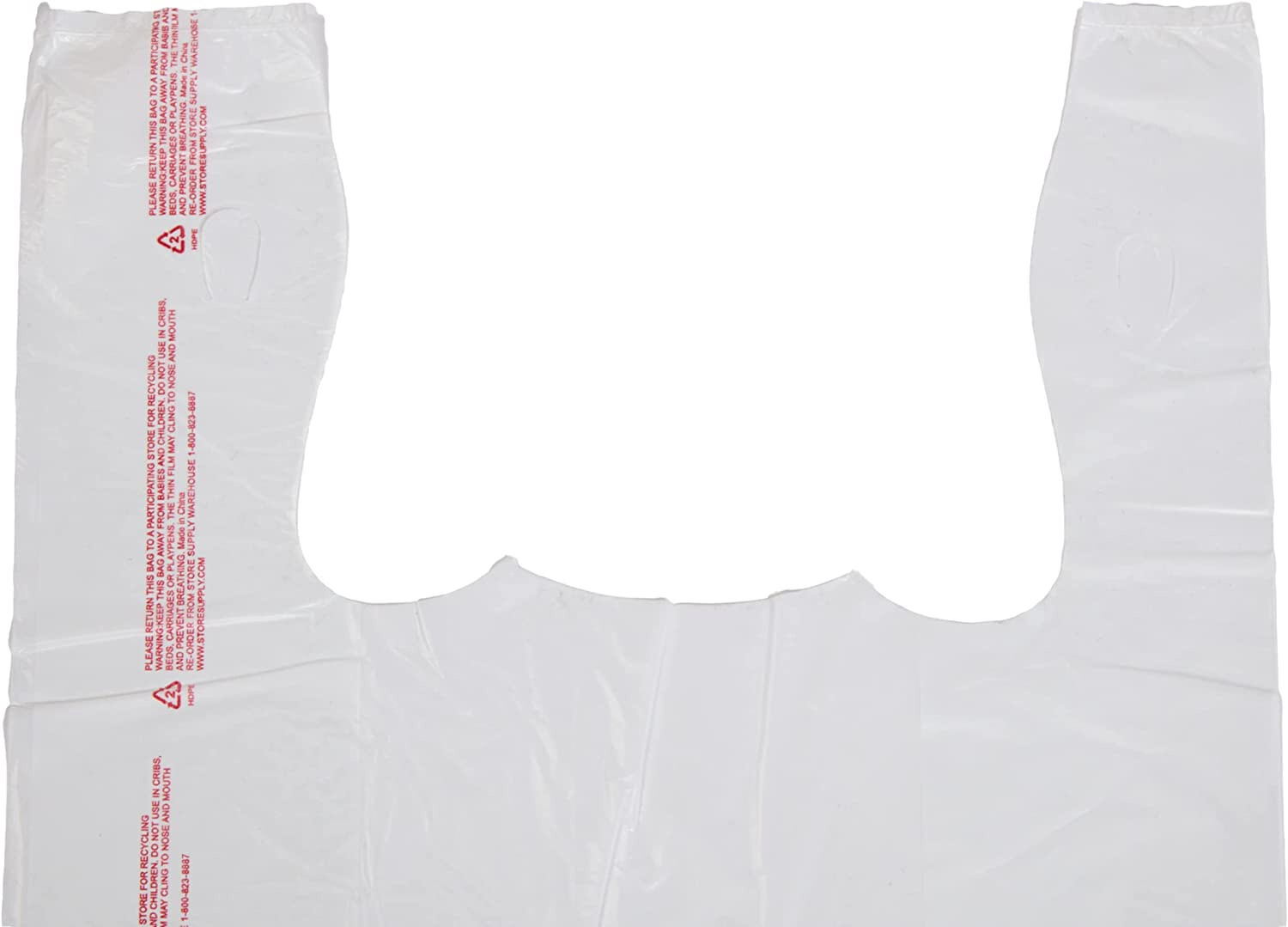 White Plastic Bags T-Shirt 1000 Retail Supermarket Grocery Handles 11 ½ x 6 x 21