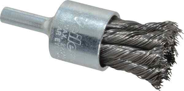 Weiler 3/4″ Brush Diam, Knotted, End Brush 1/4″ Diam Shank, 22,000 Max RPM
