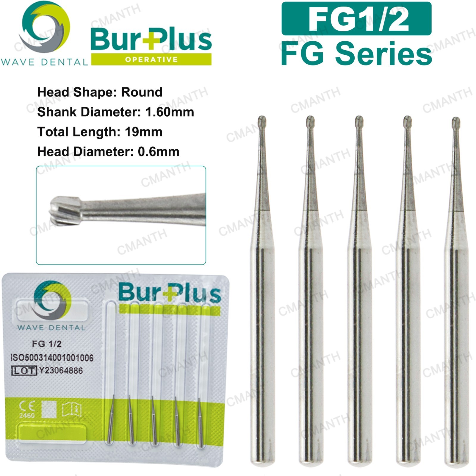WAVE Dental Burs FG 1-10 Surgical Carbide Bur Friction Grip Round For High Speed