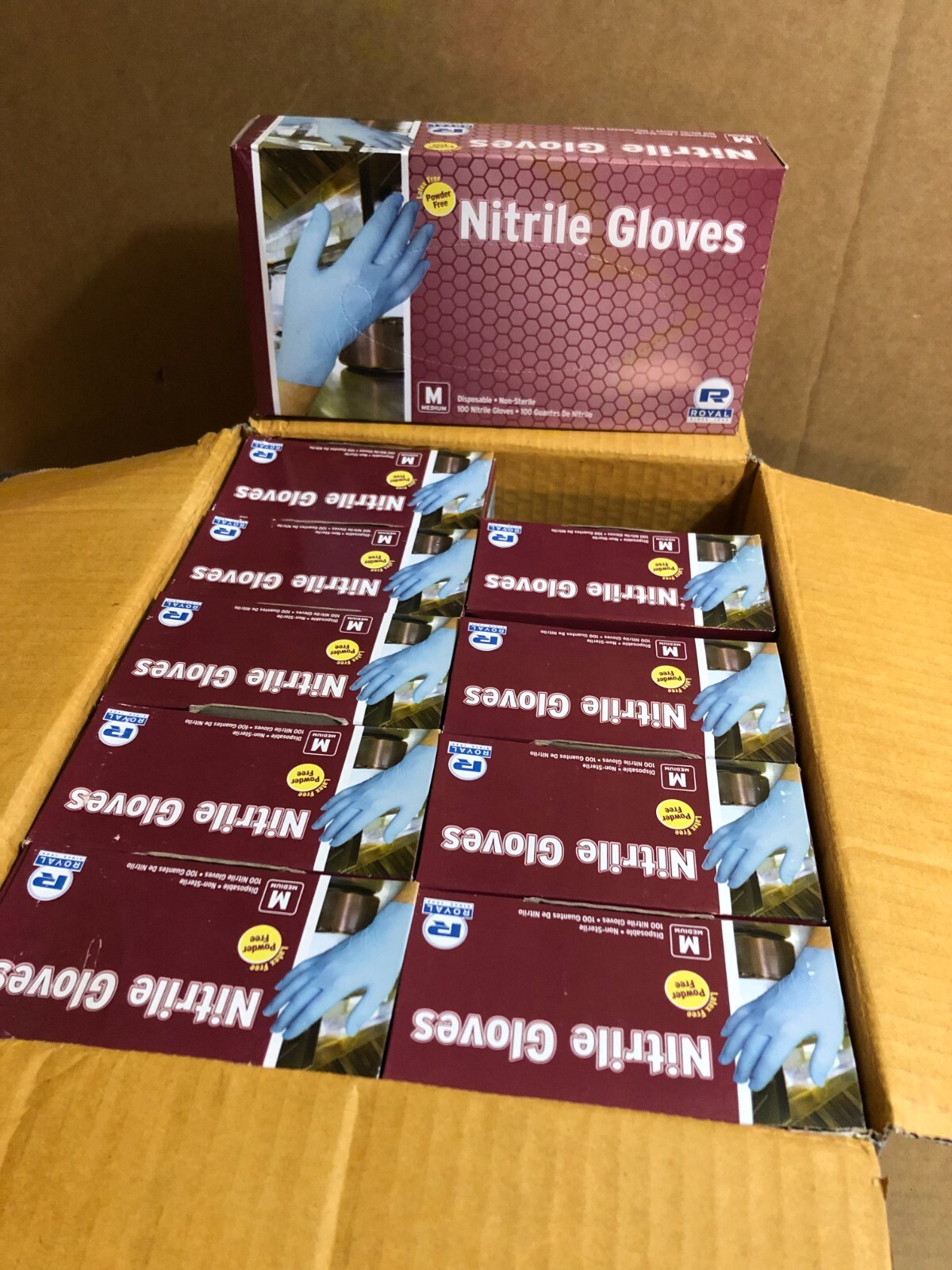 ROYAL 1000 MEDIUM Blue Nitrile Disposable Exam Gloves Healthcare, Food-Safe
