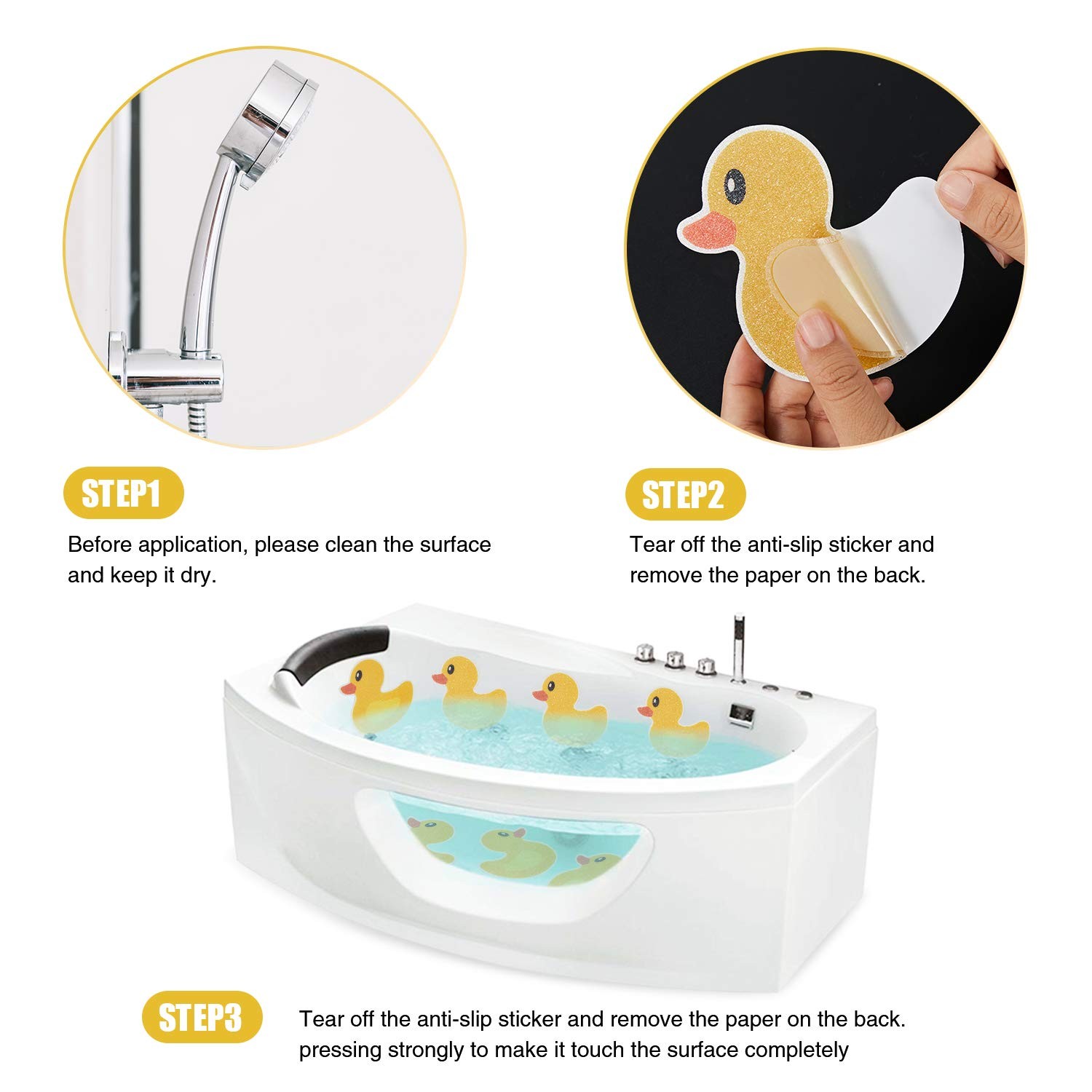 Secopad Original 20 PCS Non Slip Bathtub Stickers, Adhesive Kids Anti Yellow