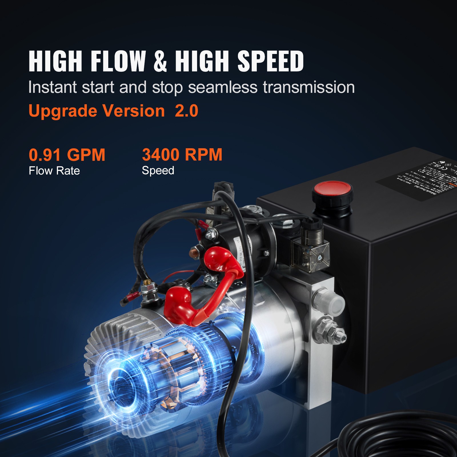 VEVOR 10 Quart Double Acting Hydraulic Pump 12V Dump Trailer Power Unit 2.1HP