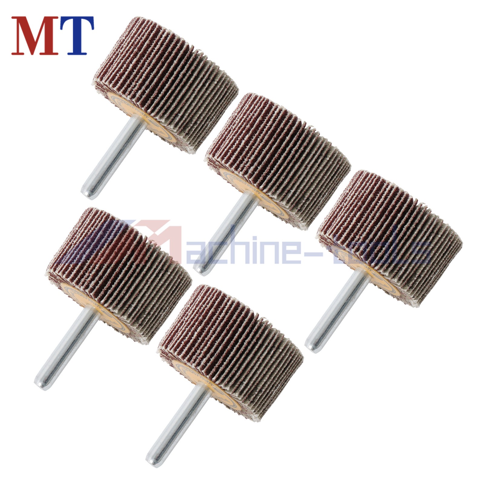 5 Pack Shank Mounted Flap Wheels 120 Grit Aluminum Oxide 1-1/2″x1″x 1/4″