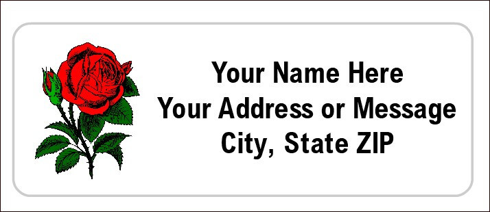 60pcs Personalized Single Rose Return/Mailing Address labels 1″x2.625″ Free S/H