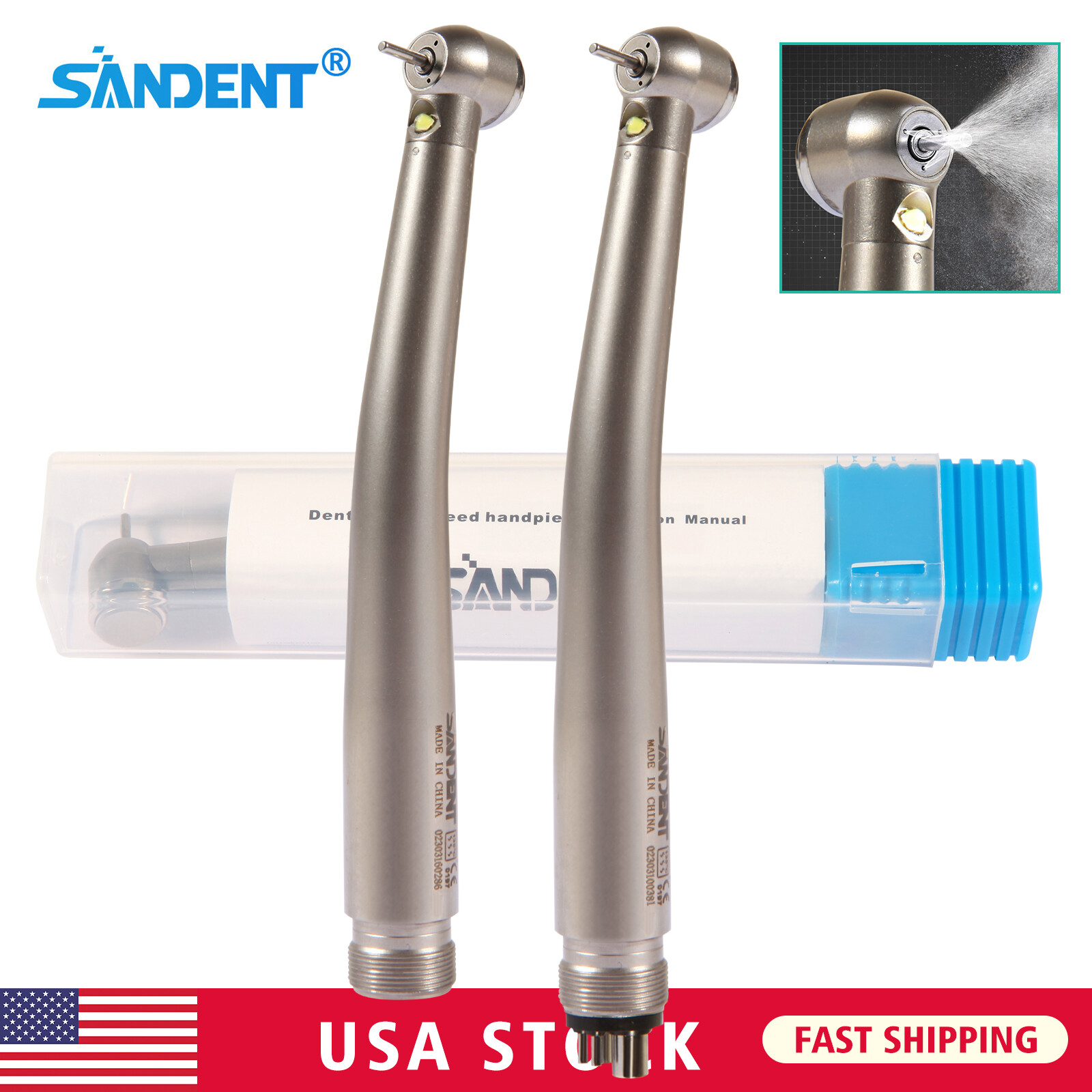 Dental PANA Max High Speed LED Handpieces NSK Type Internal Triple Spray Push US