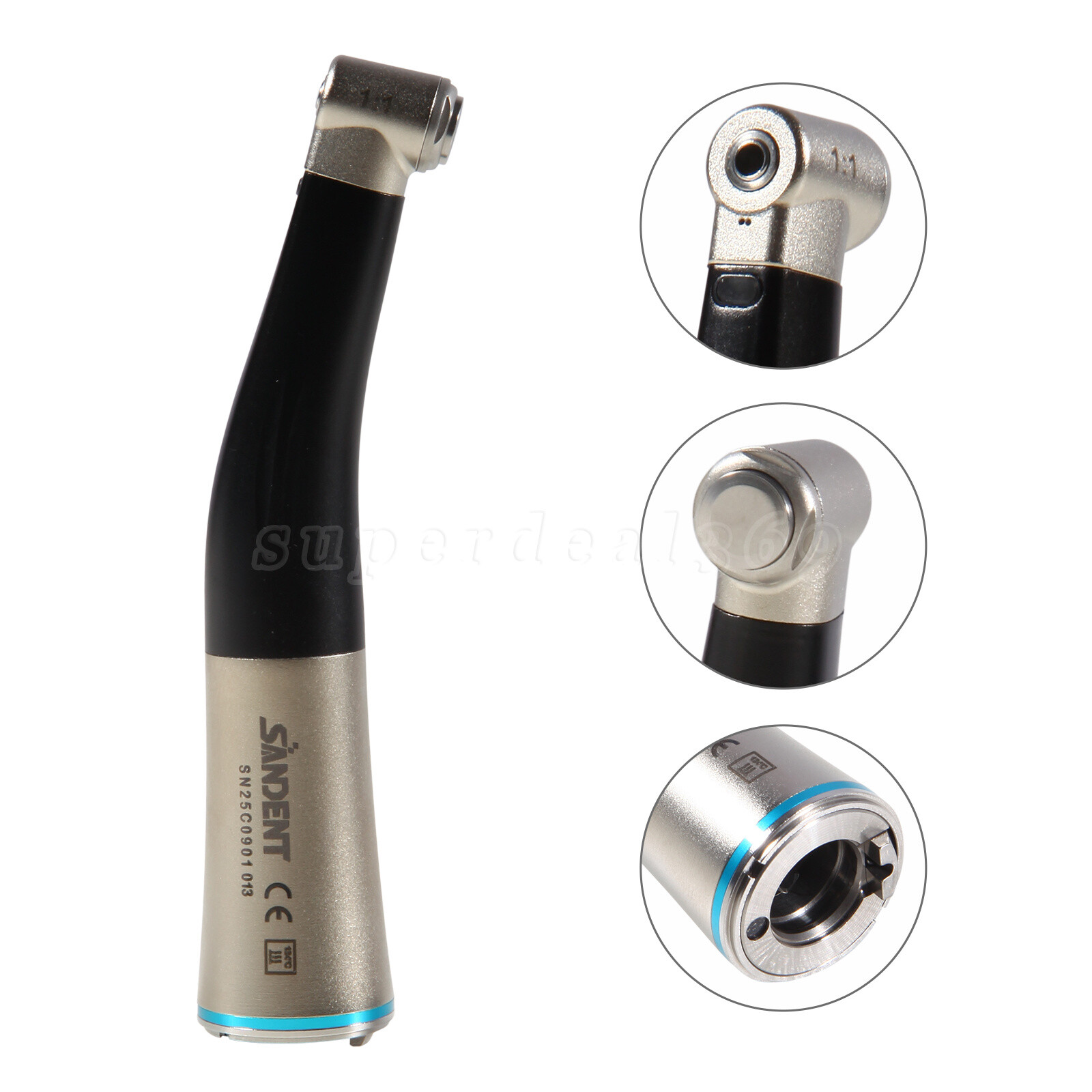 Dental 1:1 LED Fiber Optic Handpiece Internal Water Spray Contra Angle Push