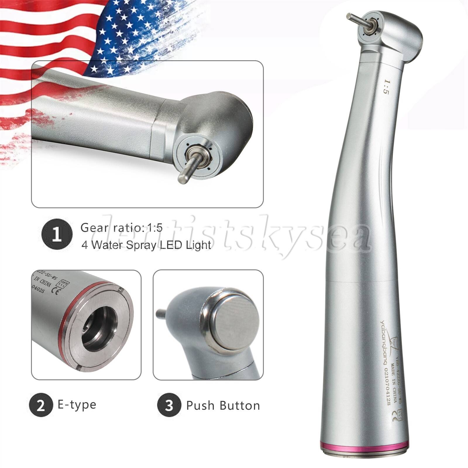 1-5Pcs Dental 1:5 Electric Contra Angle Handpiece Surgical For NSK NO-LED
