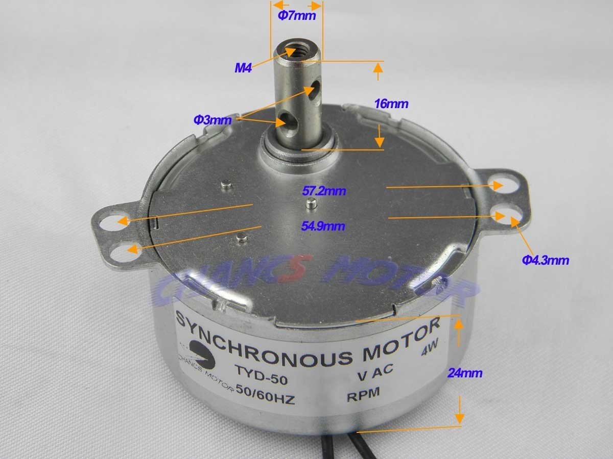 TYD50 Synchronous Synchro Gear Motor 110V AC 24RPM CW/CCW 4W 1.2Kg.cm