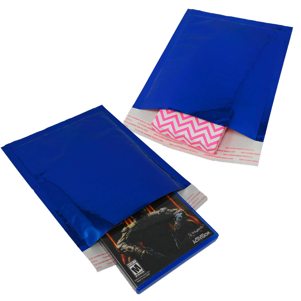 6×10 METALLIC BUBBLE MAILER, POLY Design Padded Shipping Envelope Bags,Pink,Teal