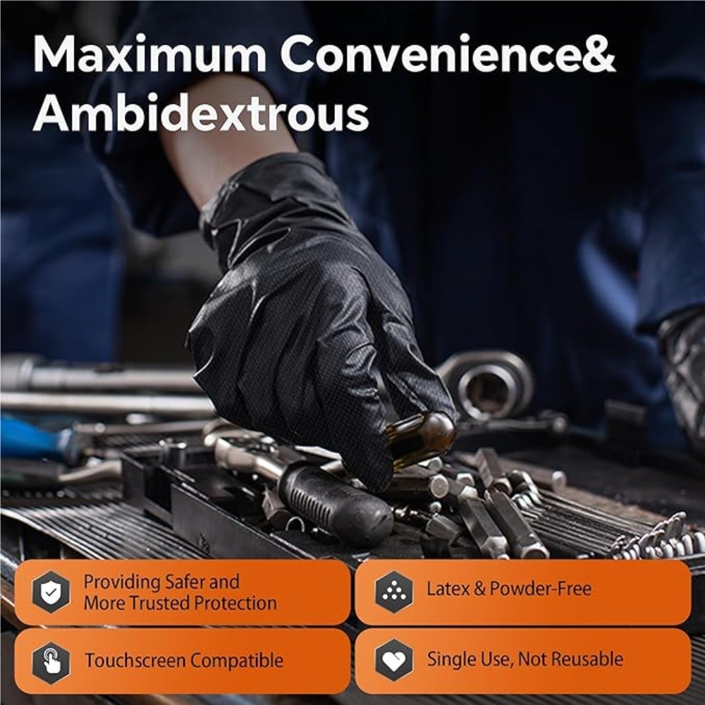 L&XL First Glove Grip Nitrile Disposable Gloves 8 Mil Raised Diamond Texture US