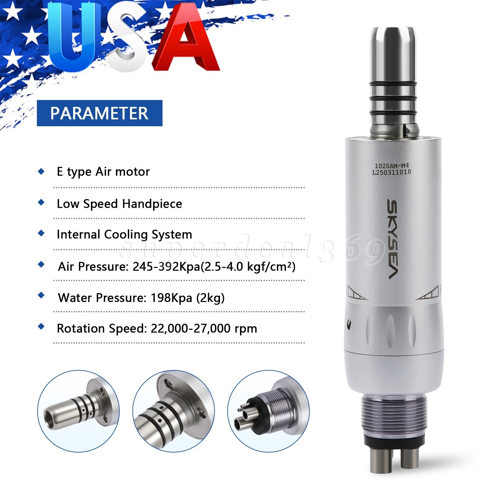 1-10*SKYSEA Dental Low Speed Handpiece Internal E-TYPE Air Motor 4 Hole fit KAVO