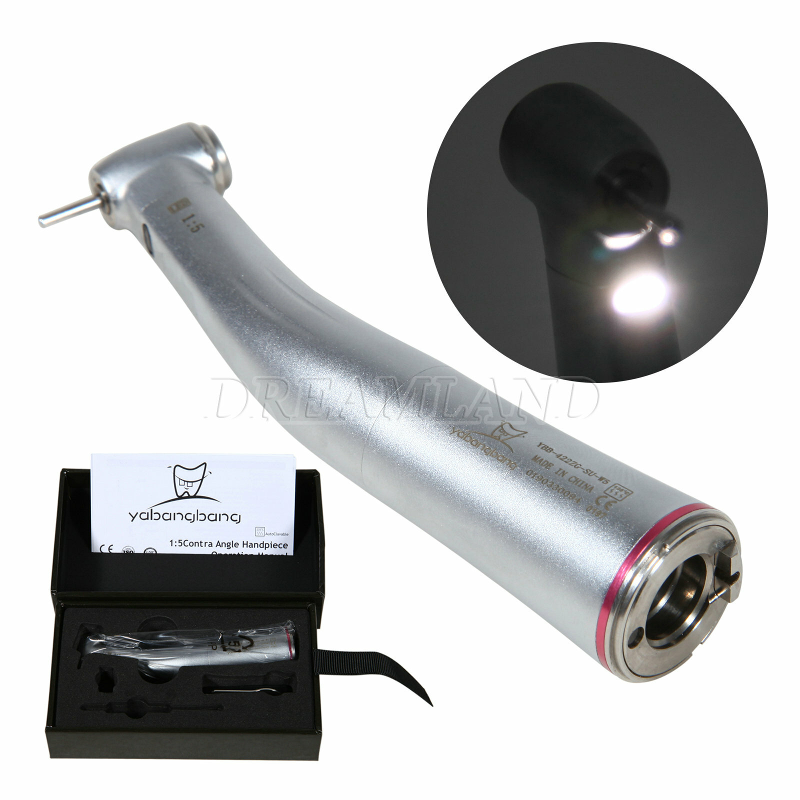 1pc Dental 1:5 Increasing LED Fiber Optic Contra Angle Handpiece Fit NSK X95L