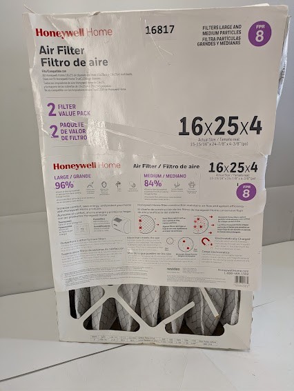 Honeywell 16x25x4 Pleated Furnace Air Filter FPR 8 MERV 8 HVAC Filter 2 Pack