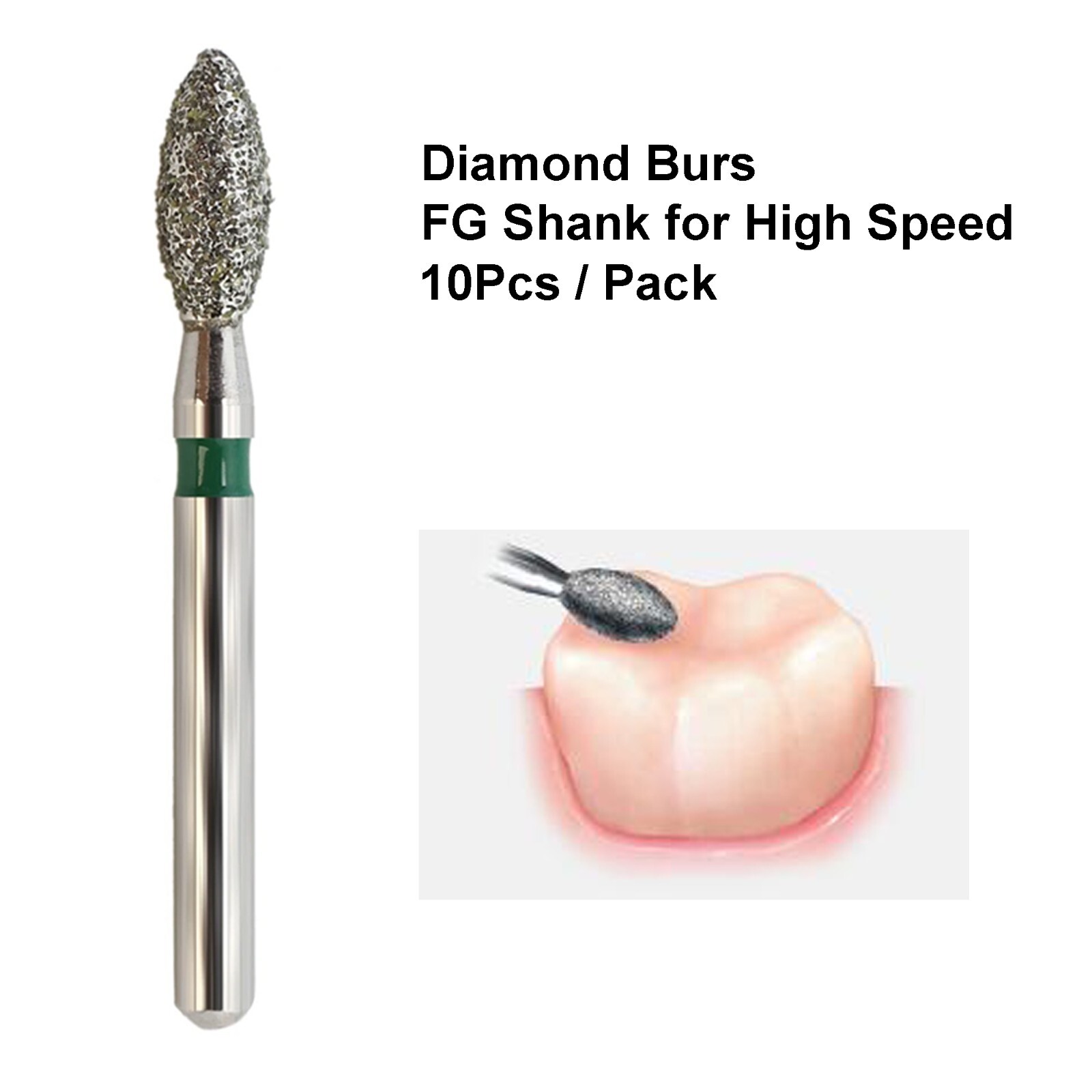 Dental Diamond Football Bur FG 368/023C 379/023 Egg Shape Coarse Fine High Speed