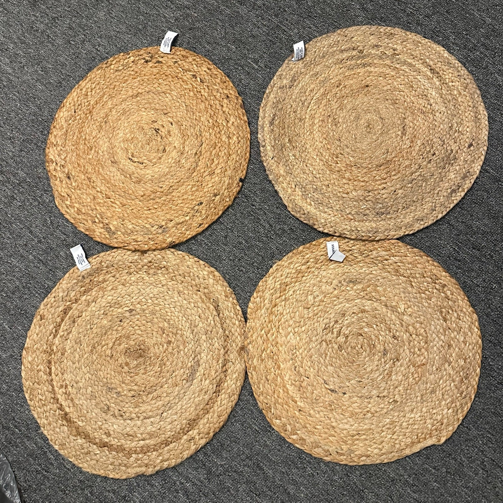 Stars & Stripes Placements Americana Patriotic Navy STAR JUTE ROUND Set of 4