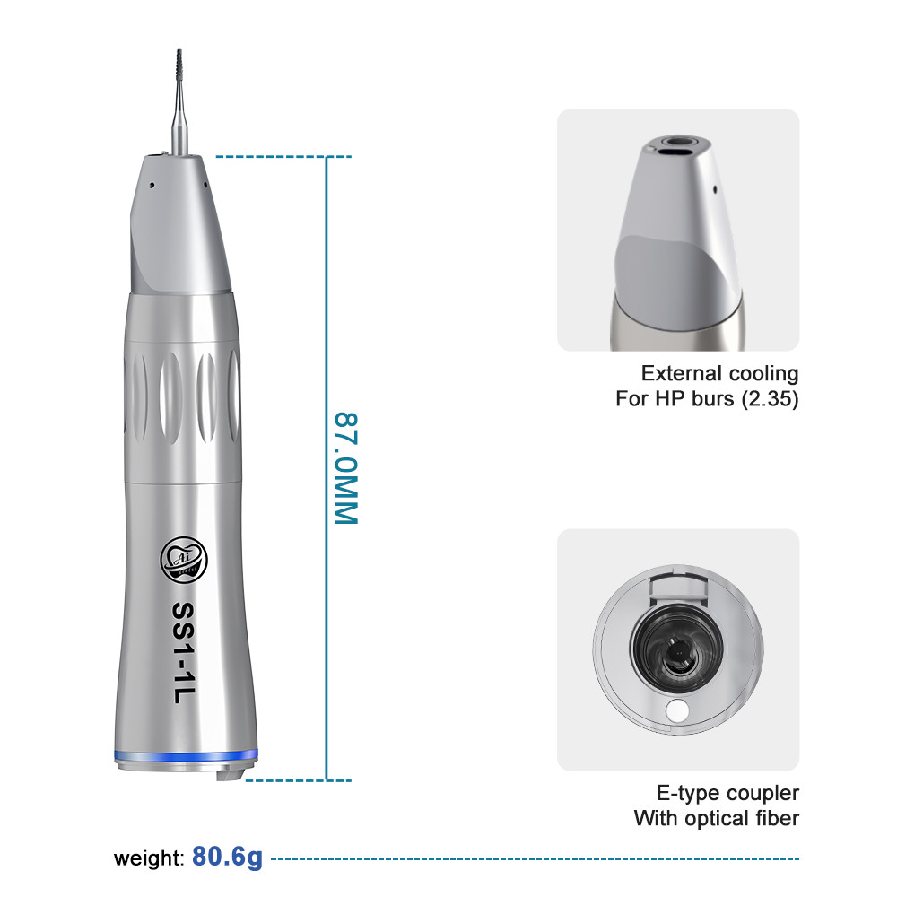 Dental Low Speed 1:1 Direct Drive Straight Handpiece with Single Spray HP Burs