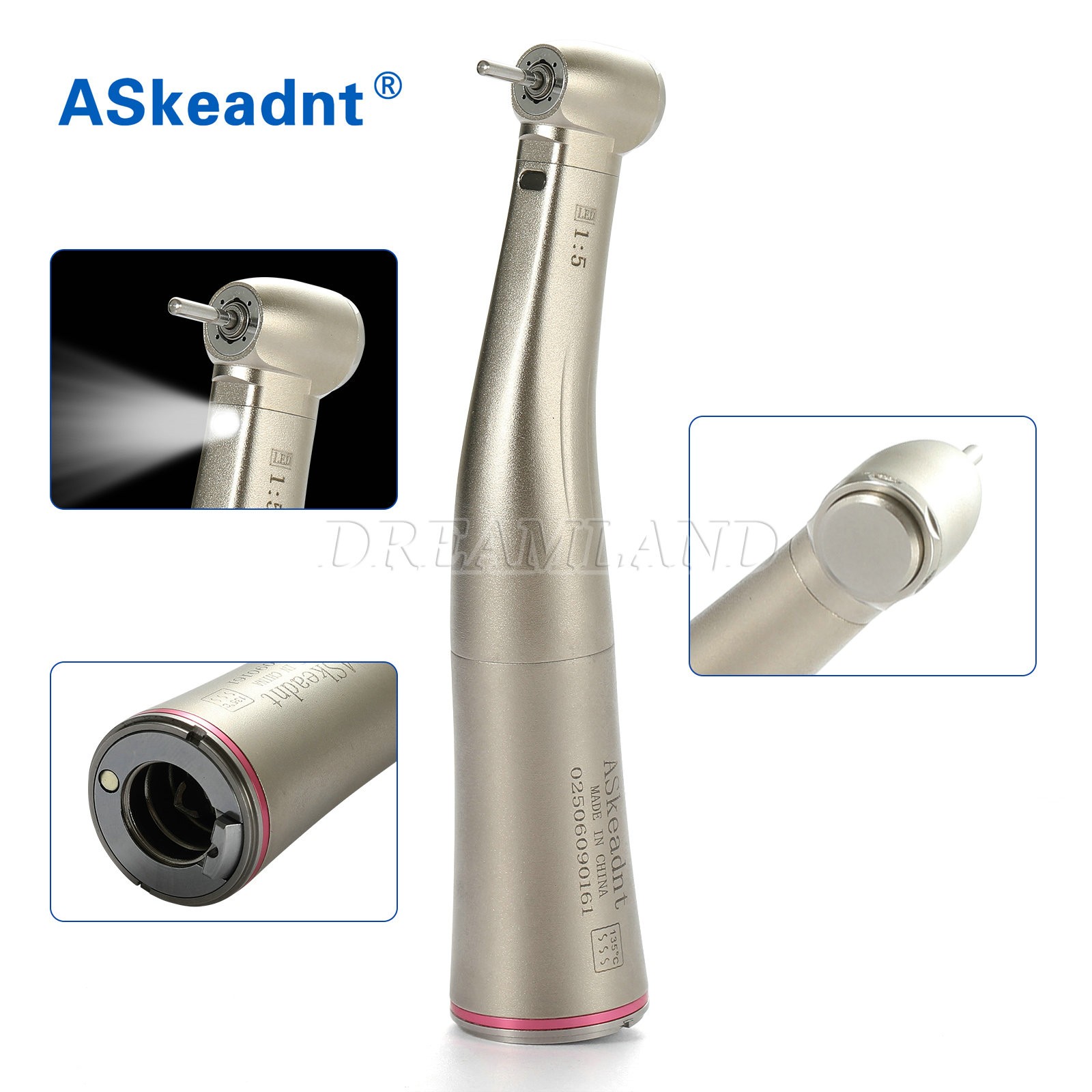 Dental 1:5 LED Electric Handpiece Fiber Optic Contra Angle NSK Style
