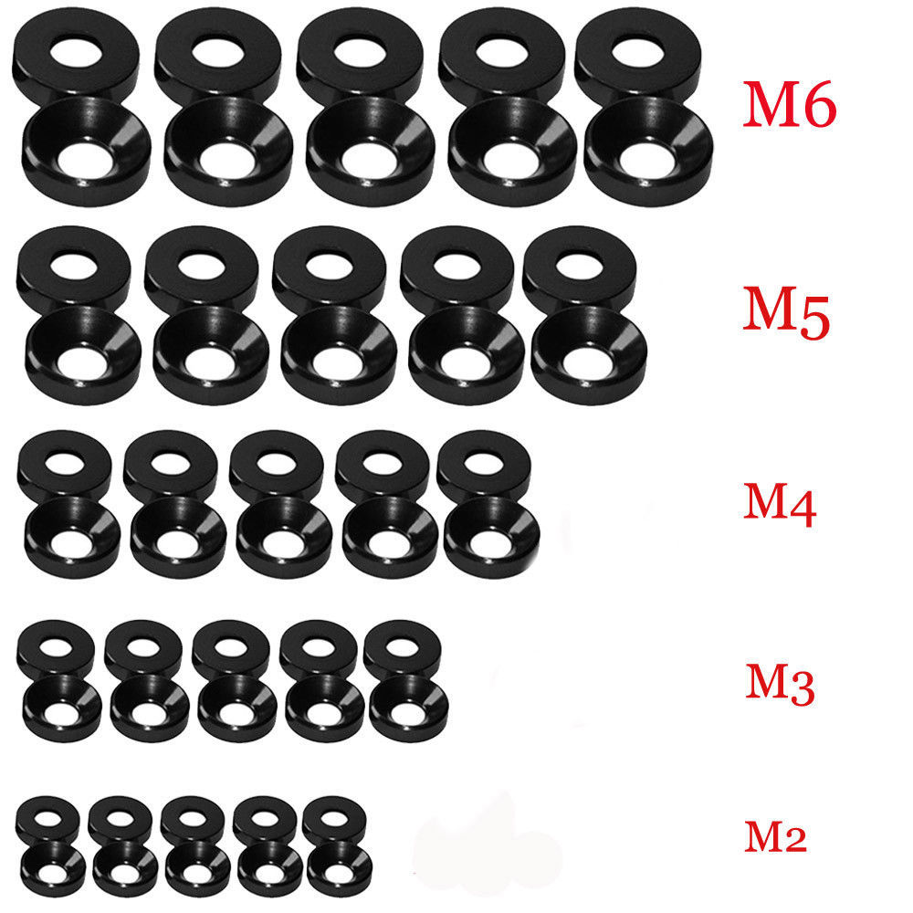 Aluminum Alloy M2 M3 M4 M5 M6 Anodized Countersunk Head Bolt Washers Gasket LOT