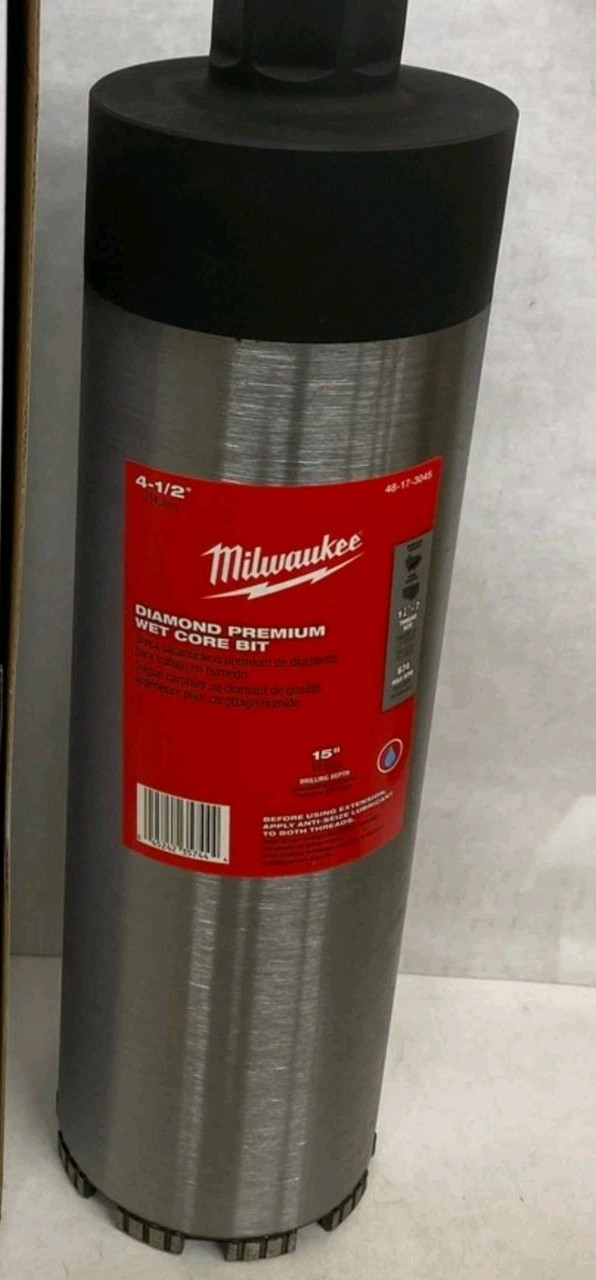 Milwaukee 48-17-3045 4-1/2″ Diamond Premium Wet Core Bit 15″ cutting depth