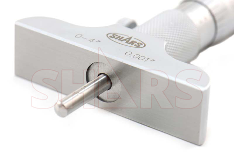 SHARS 0- 4″ DEPTH MICROMETER 2.5″ BASE .001″ SATIN HARDENED NEW P}