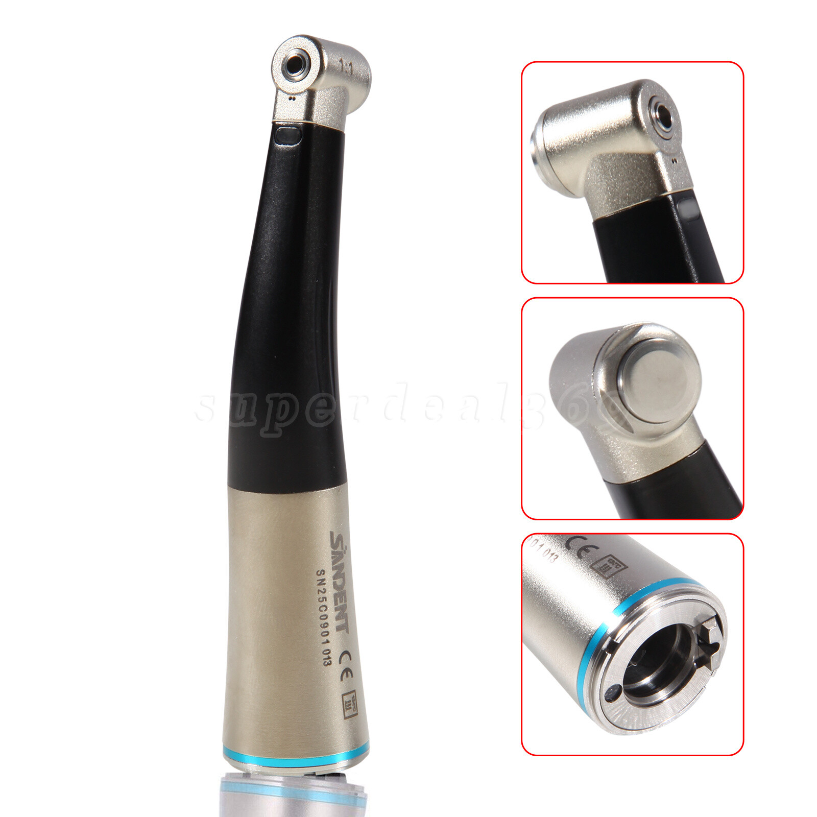 SANDENT Dental 1:1 Fiber Optic Contra Angle Low Speed Handpiece Inner Channel ty