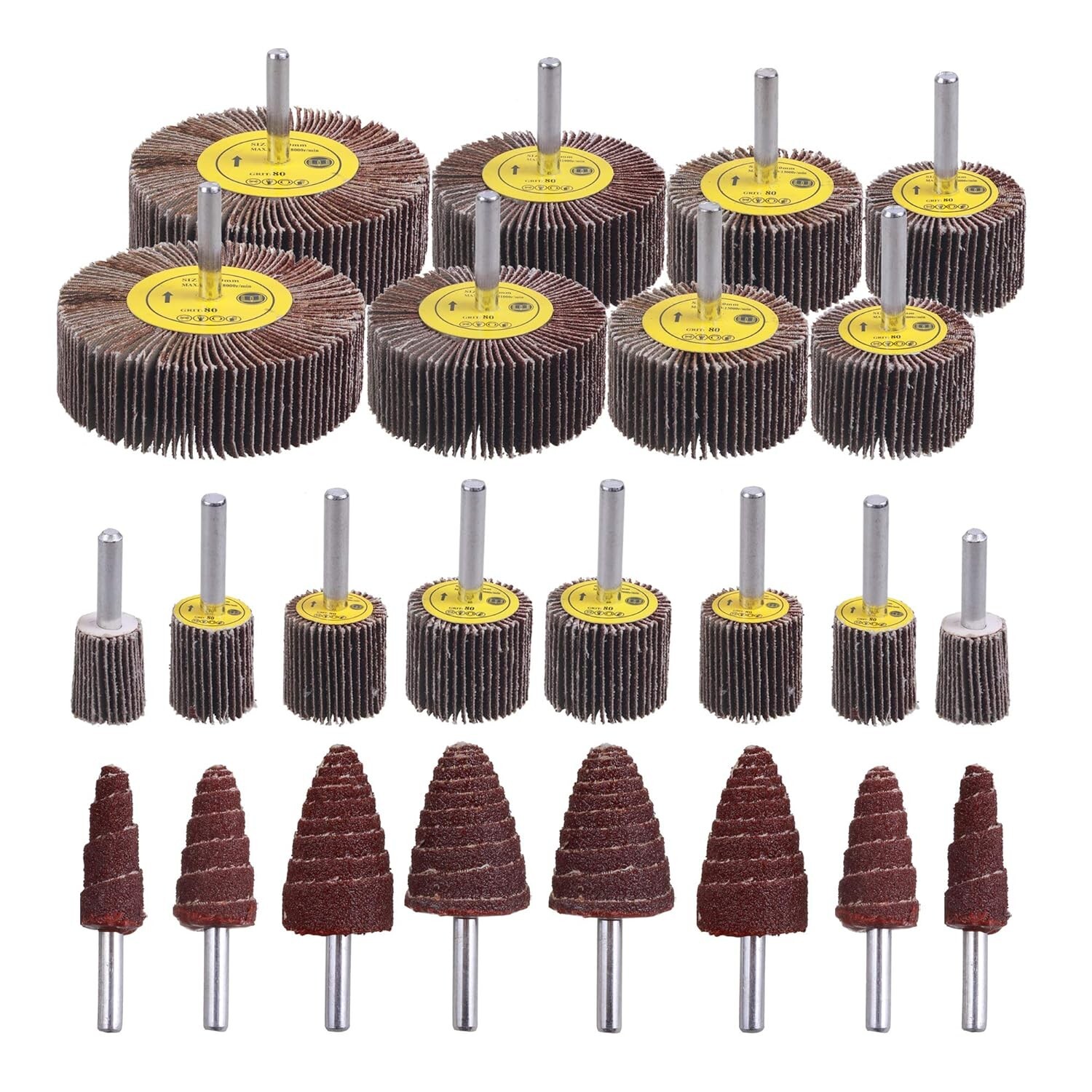 8/24 Flap Discs 80 Grit 1/4” Shank Grinding Wheel Flapper Wheel for Die Angle