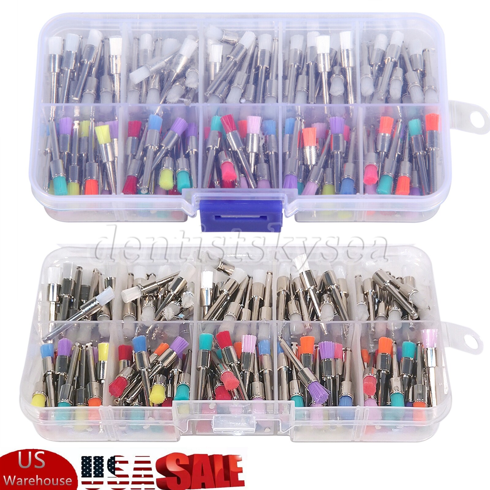 200-2000PCS Dental Nylon Polishing Flat Latch Polisher Prophy Brush Disposable Y