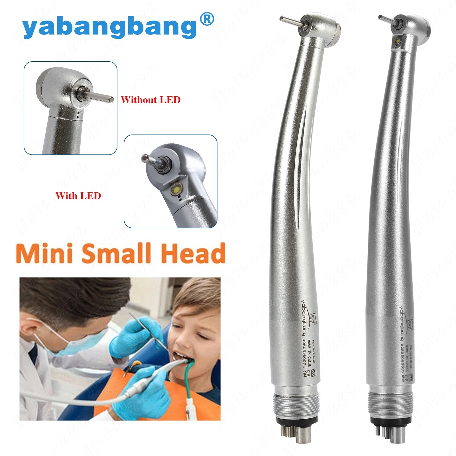 LED/No LED Mini Small Head Dental High Speed Handpiece Push Pediatric Kid 4HOLE