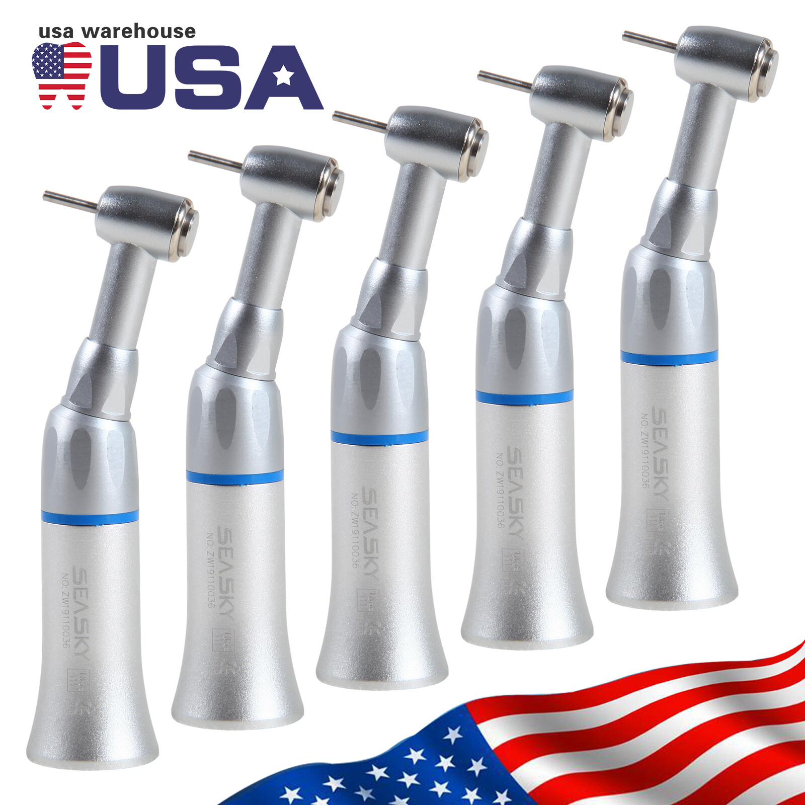 1-5* Dental Low Speed Contra Angle Handpiece Push Button Fit FG 1.6mm Burs YAG