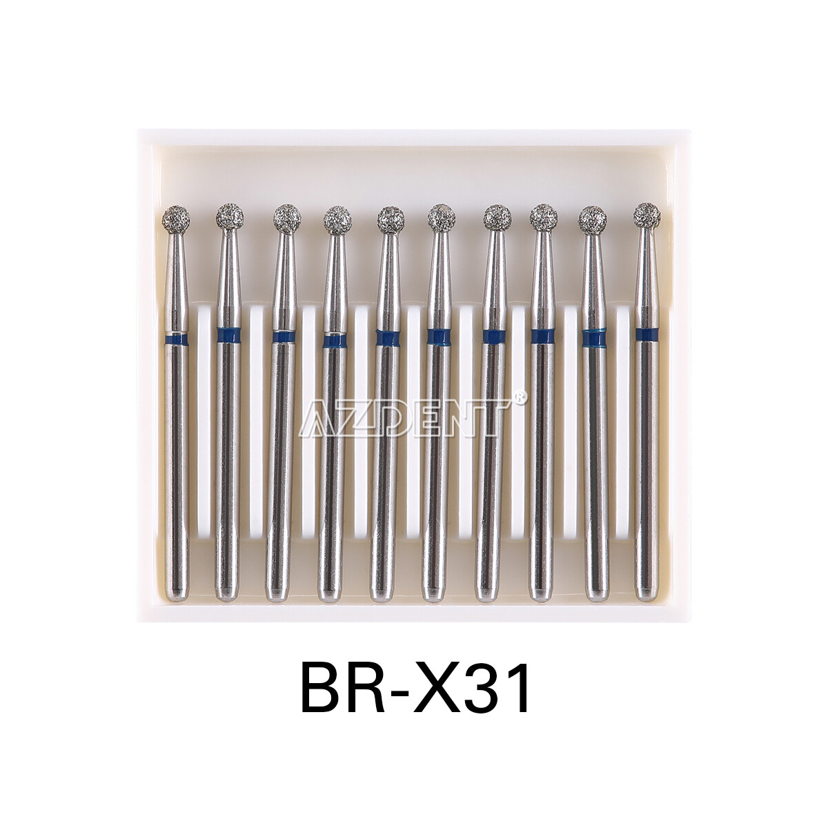 8Types AZDENT Dental Diamond Burs Stainless Steel Ball Round FG XL FG 1.6mm 25mm