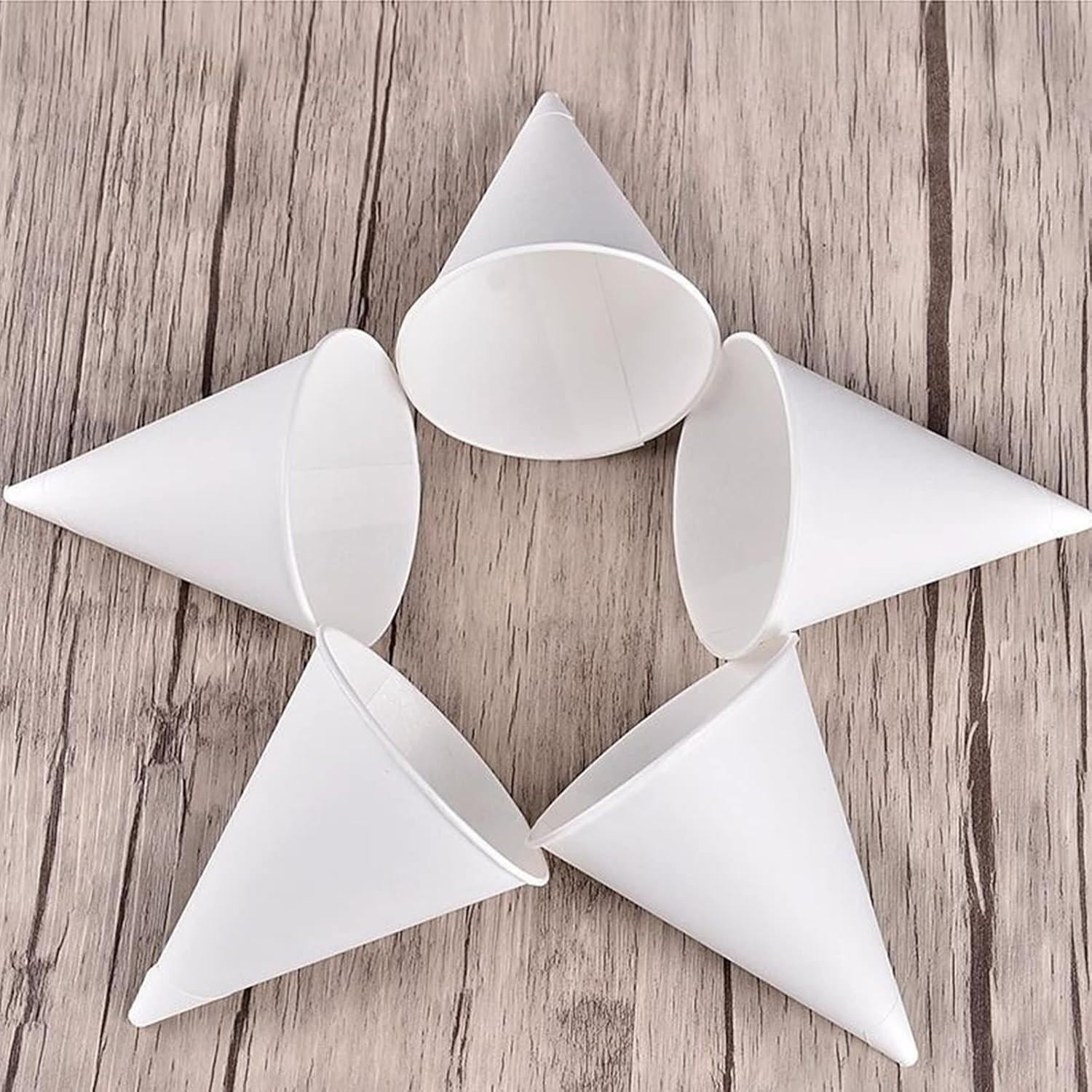 6 Oz Snow Cone Cups, 100Pc White Paper Cone Cups Wax Coated Leakproof Cone Paper