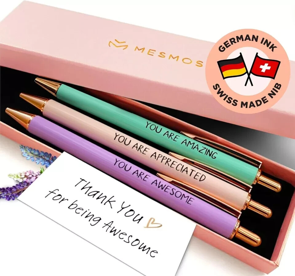 MESMOS 3PC FANCY PEN SET FOR WOMEN, THANK YOU GIFTS FOR WOMEN, TEACHER PENS