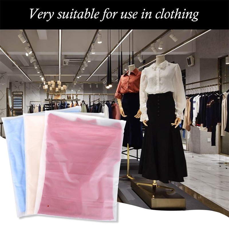 Pack of 50 12×14-inch Frosted Zipper Bags — Clothing & Garment Packaging Bags