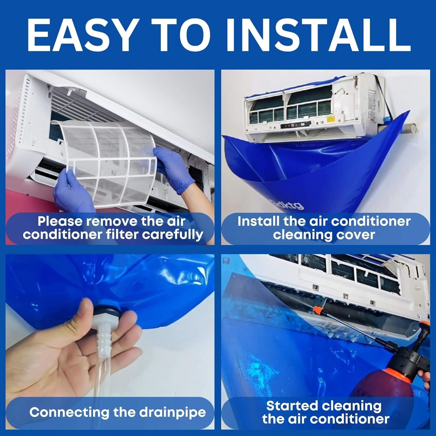 13Pcs Mini Split Cleaning Kit Bag with 2L High Pressure Sprayer, Air Conditioner