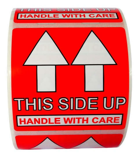 Pre-Printed THIS SIDE UP Labels/Stickers 2×2 (2″ x 2″) – (1) Roll of 500