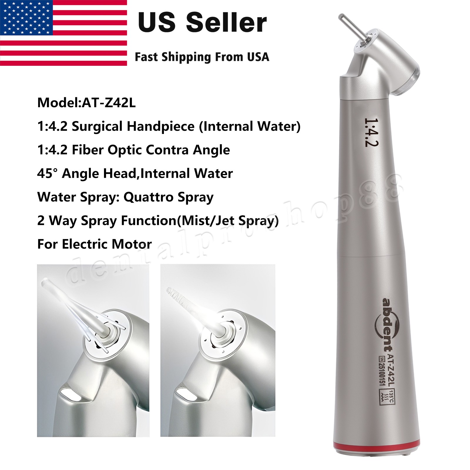Dental 45° Angle Electric Handpiece Surgical 1:4.2 Fiber Optic NSK Ti Max Z45L