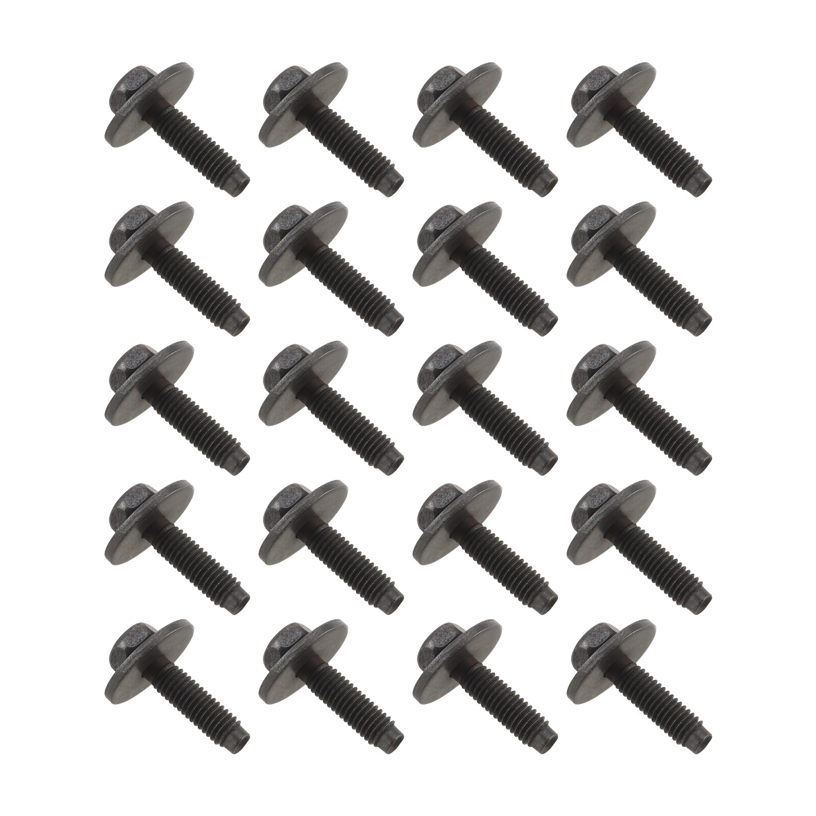 M6-1.0 x 20mm Flanged Hex Head Bolts Flange Screws Black Oxide Finish – 20Pcs