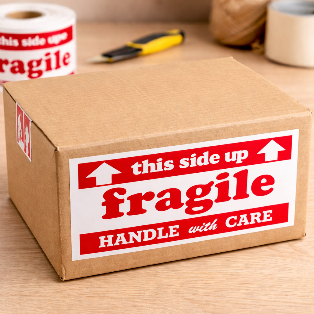 Shipping Labels- 3X5 fragile this side up 500 labels per roll, 1-16 Rolls