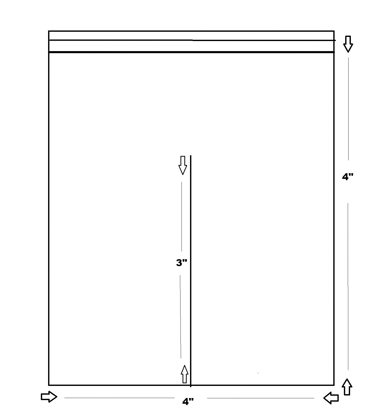 4×4 Bags 2-Compartment Poly Clear Center Split Divider Middle 4″ Reclosable 1000