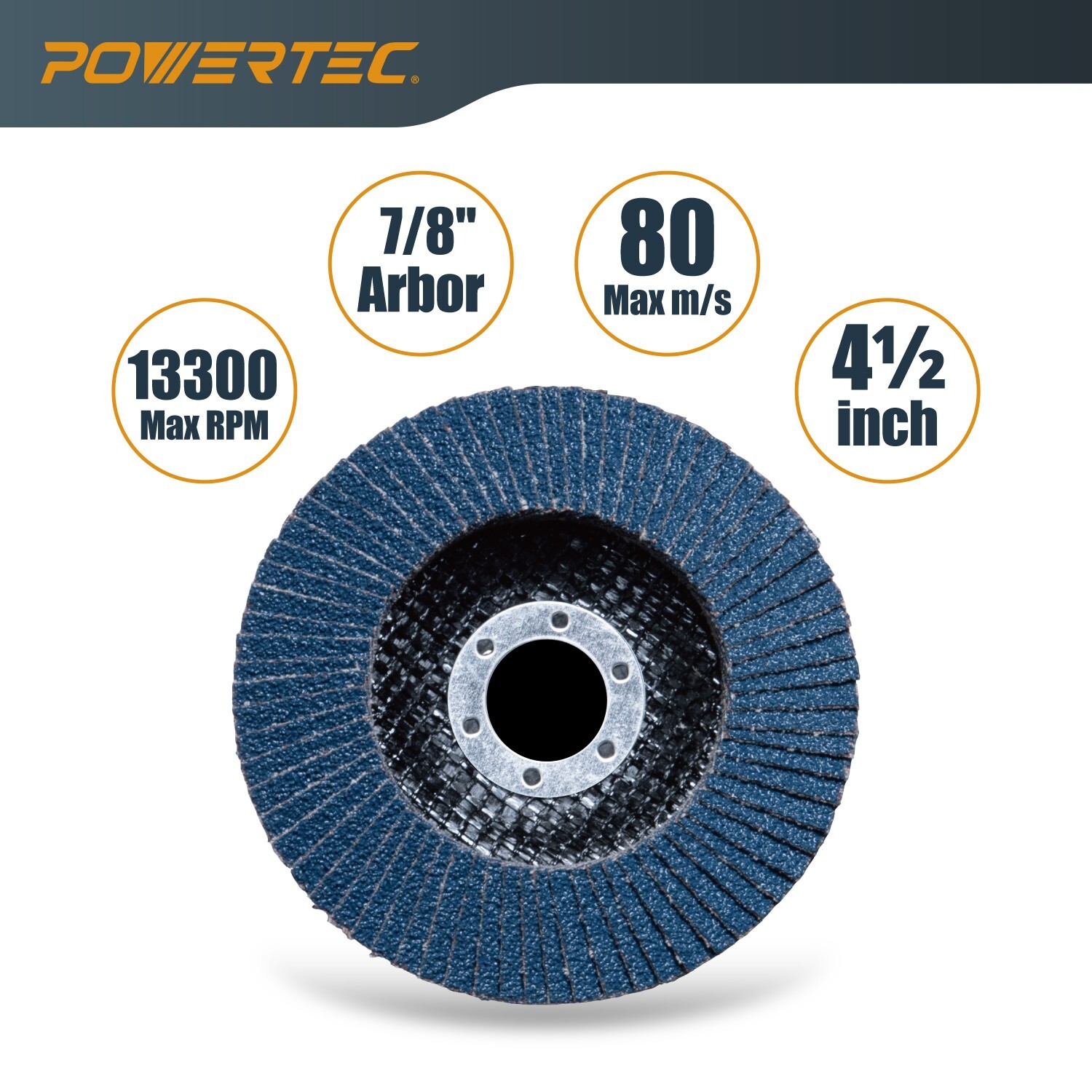 POWERTEC 4-1/2″ Zirconia Flap Discs for Angle Grinder 40/60/80/120 Assorted Grit
