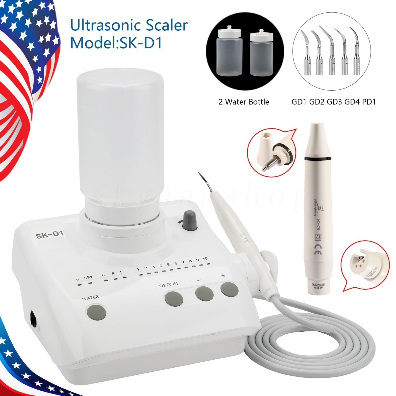 SK-D1 Dental Ultrasonic Scaler 2 Bottles Fit DTE SATELEC / 1-5 Handpiece HD-7H