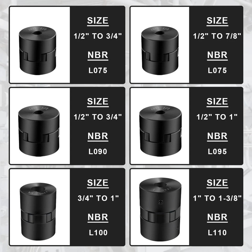 1/2″ to 1″ Log Wood Splitter L095 3-Piece L-Jaw Coupling Set & Buna-N NBR Rub…