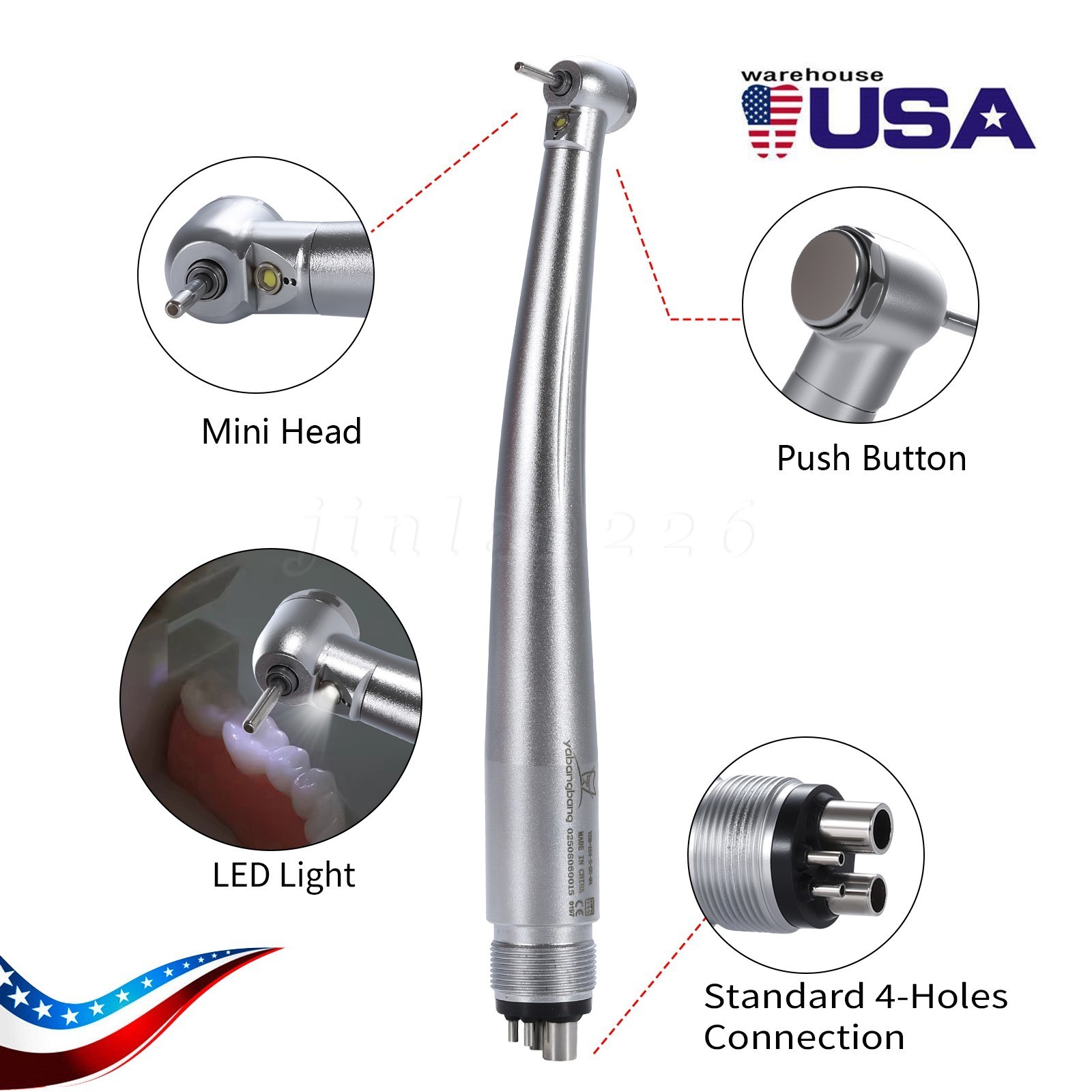 KAVO Style Dental Slow Low Speed Air Motor Handpiece Inner Water Spray 4Hole US