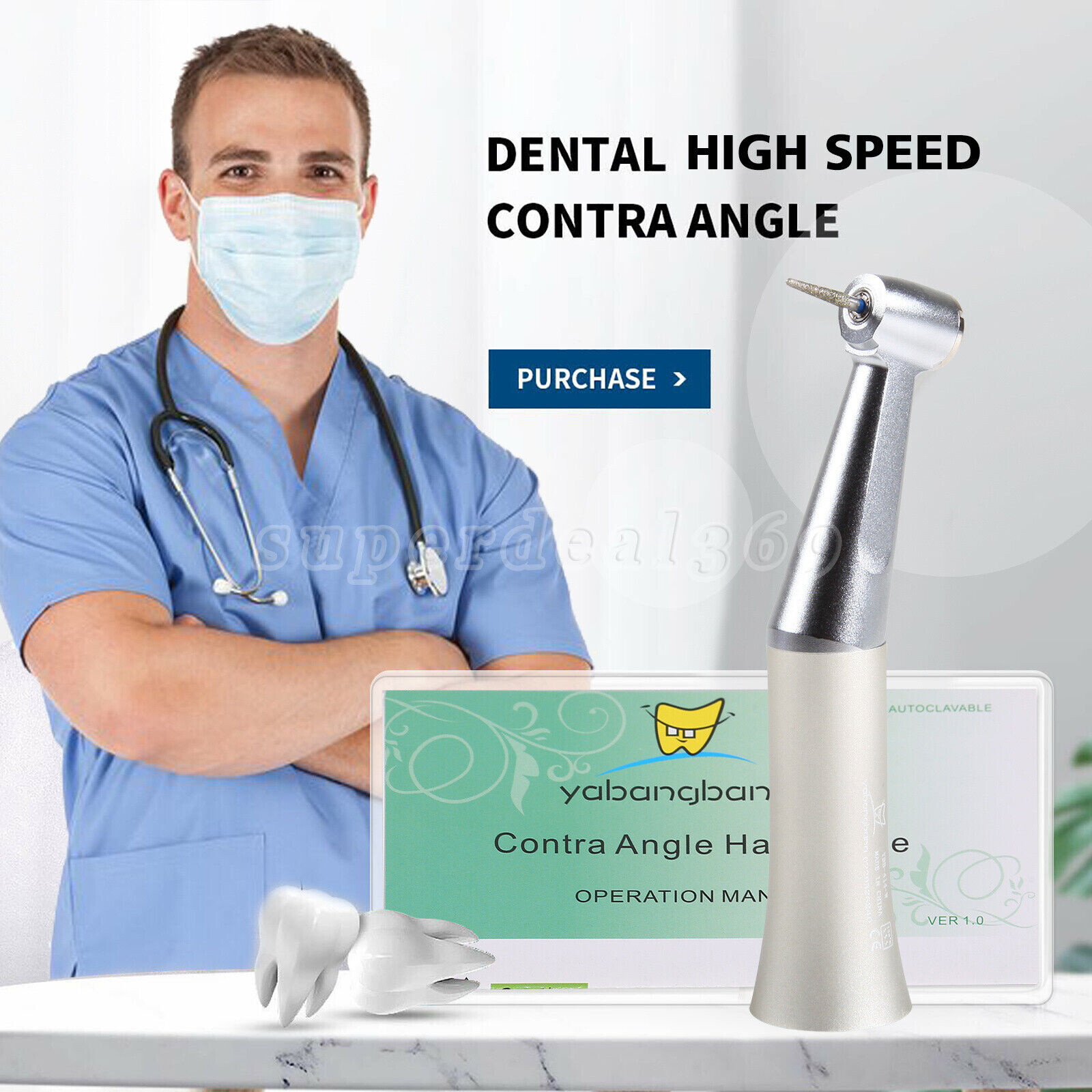 Dental Push Button Low Speed Contra Angle Handpiece E-type Fit FG 1.6mm Burs