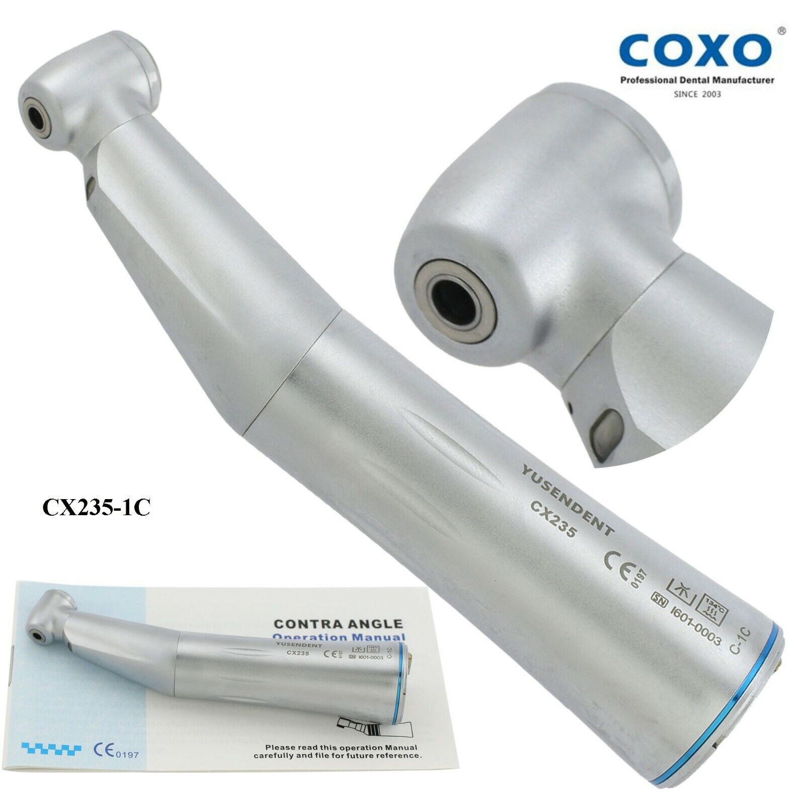 COXO Dental 1:1 Contra Angle Handpiece Fiber Optic LED Low Speed E Type KAVO NSK